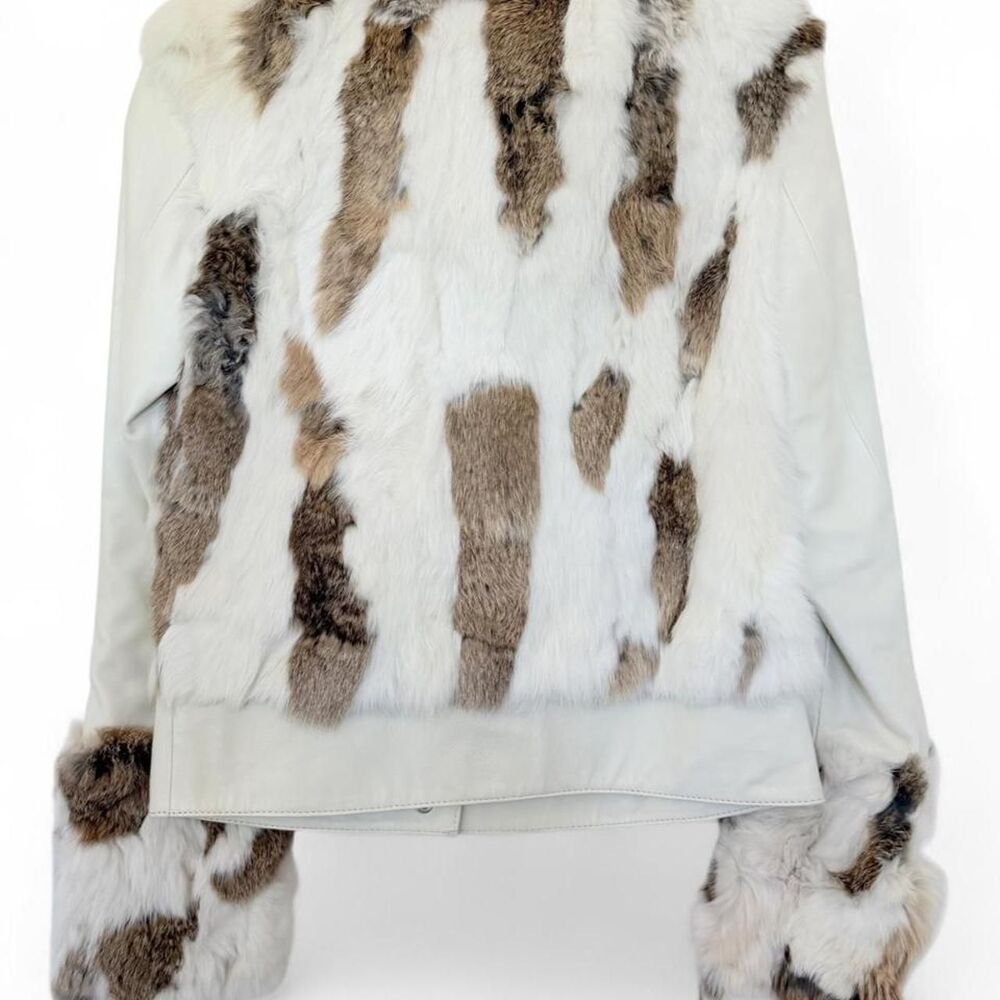 NWT Vintage Y2K Bebe Real Rabbit Fur & Leather Jacket - Size S - Picture 4 of 9